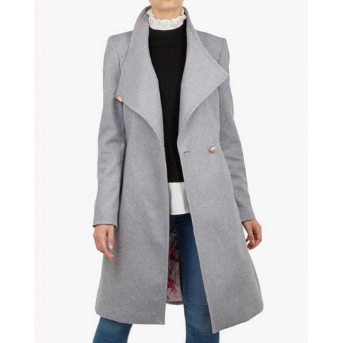 Spinning Out Mandy Davis Grey Wrap Coat